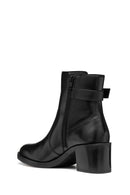 Geox Women Black D Serılda 60 A - Smo.Lea Buckled Zippered Heeled Leather Boot | Derimod Geox Women Black D Serılda 60 A - Smo.Lea Buckled Zippered Heeled Leather Boot | Derimod