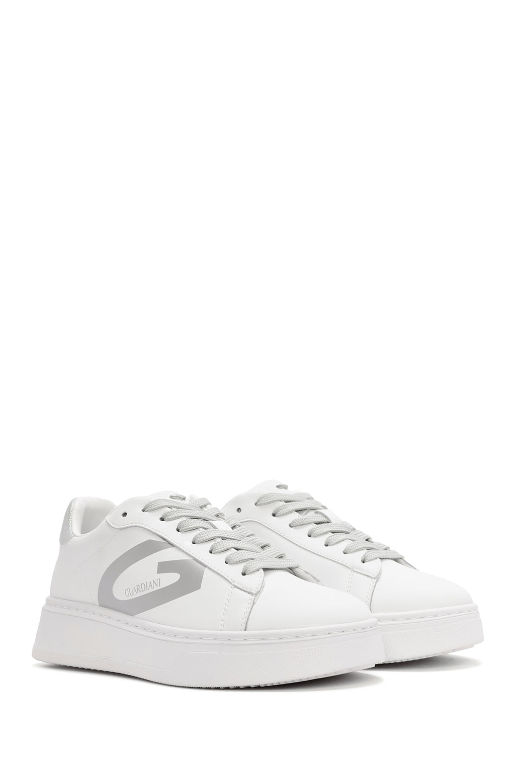 Alberto Guardiani Kadın Beyaz New Era Bağcıklı Deri Sneaker