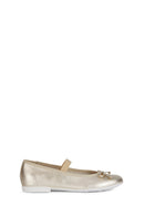Geox Girls Bronze Pleated Glittery Leather Ballerinas | Derimod Geox Girls Bronze Pleated Glittery Leather Ballerinas | Derimod
