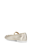 Geox Girls Bronze Pleated Glittery Leather Ballerinas | Derimod Geox Girls Bronze Pleated Glittery Leather Ballerinas | Derimod