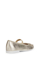 Geox Girls Bronze Pleated Glittery Leather Ballerinas | Derimod Geox Girls Bronze Pleated Glittery Leather Ballerinas | Derimod