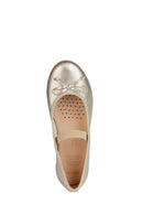 Geox Girls Bronze Pleated Glittery Leather Ballerinas | Derimod Geox Girls Bronze Pleated Glittery Leather Ballerinas | Derimod