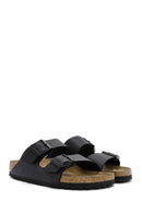 Birkenstock Women's Black Double Buckle Arizona Bf Flat Slippers | Derimod Birkenstock Women's Black Double Buckle Arizona Bf Flat Slippers | Derimod