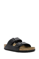 Birkenstock Women's Black Double Buckle Arizona Bf Flat Slippers | Derimod Birkenstock Women's Black Double Buckle Arizona Bf Flat Slippers | Derimod