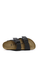 Birkenstock Women's Black Double Buckle Arizona Bf Flat Slippers | Derimod Birkenstock Women's Black Double Buckle Arizona Bf Flat Slippers | Derimod
