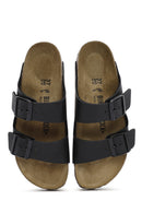 Birkenstock Women's Black Double Buckle Arizona Bf Flat Slippers | Derimod Birkenstock Women's Black Double Buckle Arizona Bf Flat Slippers | Derimod
