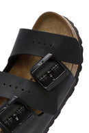 Birkenstock Women's Black Double Buckle Arizona Bf Flat Slippers | Derimod Birkenstock Women's Black Double Buckle Arizona Bf Flat Slippers | Derimod