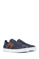 Camper Men's Navy Blue Runner Lace-up Leather Sneaker | Derimod Camper Men's Navy Blue Runner Lace-up Leather Sneaker | Derimod