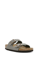 Birkenstock Women's Gray Arizona Eva Nubuck Leather Slippers | Derimod Birkenstock Women's Gray Arizona Eva Nubuck Leather Slippers | Derimod
