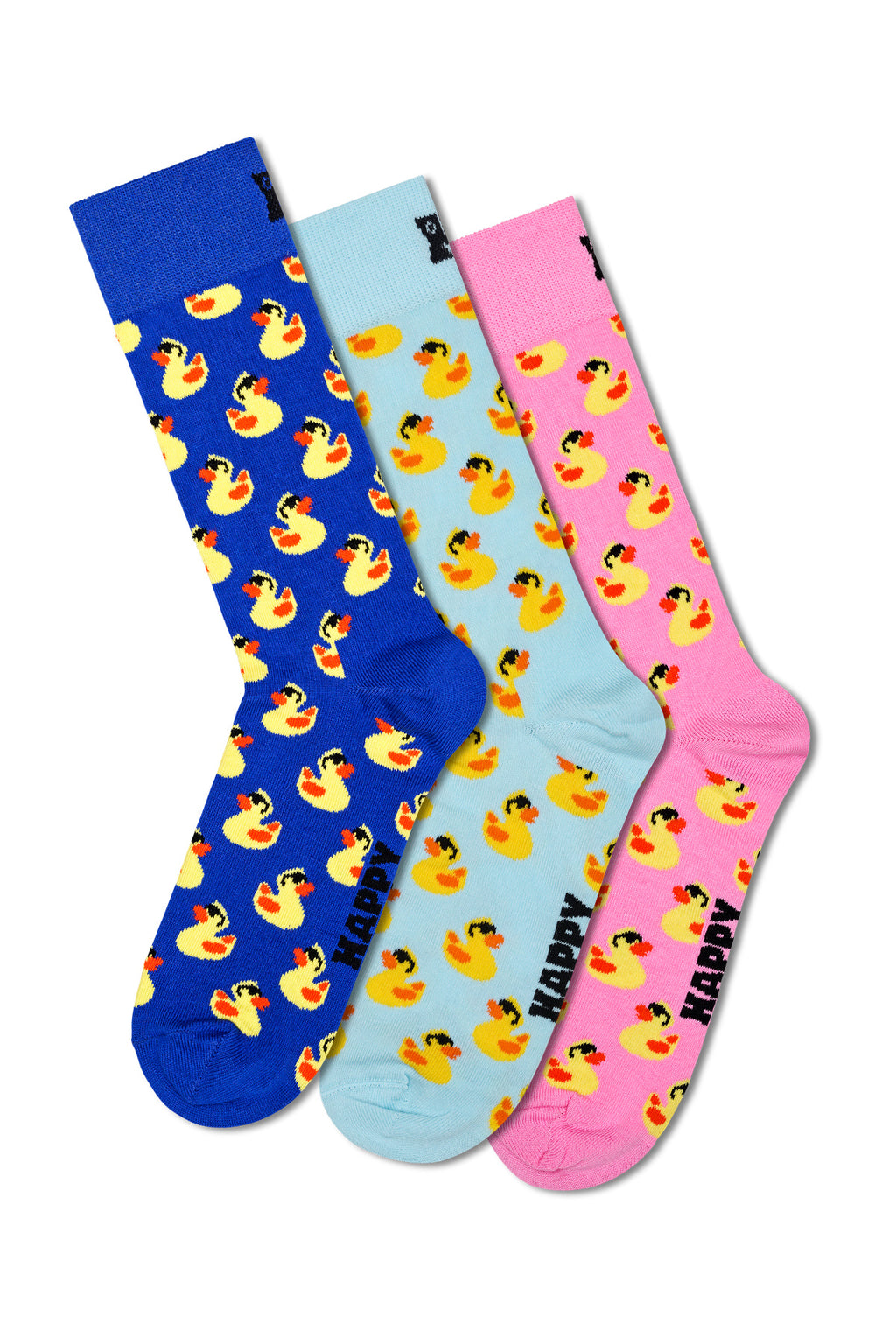 Happy Socks Erkek Çok Renkli Ördek Desenli Pamuklu 3’lü Çorap Seti