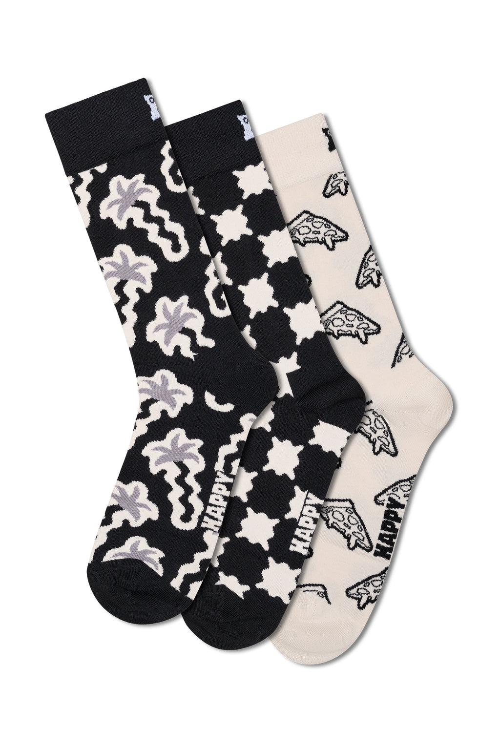 Happy Socks Erkek Siyah Desenli 3’lü Pamuklu Çorap Seti