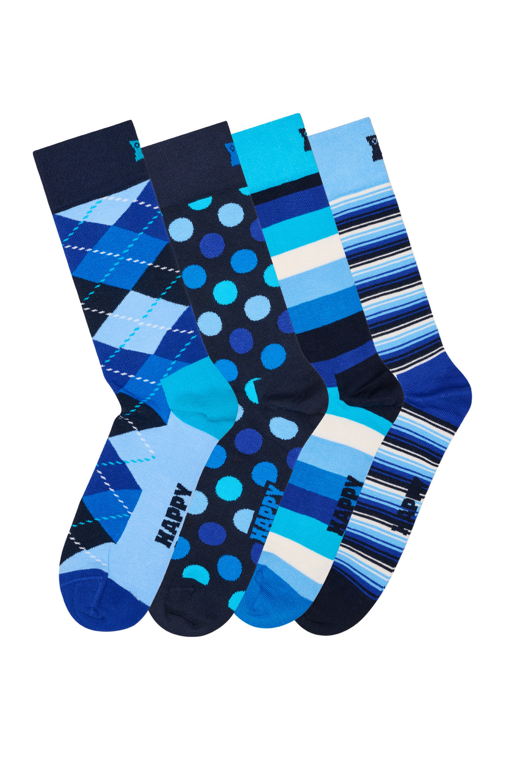 Happy Socks Erkek Lacivert Desenli Pamuklu 4'lü Çorap Seti