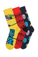 Happy Socks Male Multicolored Spider-Man Patterned Cotton 3-Pack Socks Set | Derimod Happy Socks Male Multicolored Spider-Man Patterned Cotton 3-Pack Socks Set | Derimod