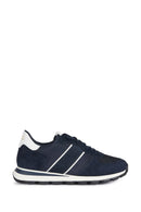 Geox Men's Navy Blue Spherica Lace-Up Leather Sneaker | Derimod Geox Men's Navy Blue Spherica Lace-Up Leather Sneaker | Derimod