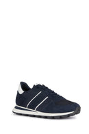 Geox Men's Navy Blue Spherica Lace-Up Leather Sneaker | Derimod Geox Men's Navy Blue Spherica Lace-Up Leather Sneaker | Derimod