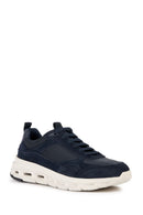 Geox Men's Navy Blue Hoverstream Lace-Up Leather Sneaker | Derimod Geox Men's Navy Blue Hoverstream Lace-Up Leather Sneaker | Derimod