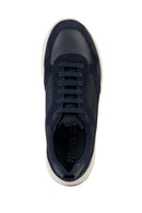 Geox Men's Navy Blue Hoverstream Lace-Up Leather Sneaker | Derimod Geox Men's Navy Blue Hoverstream Lace-Up Leather Sneaker | Derimod