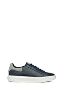 Geox Men's Navy Blue Deiven Lace-Up Leather Casual Sneaker | Derimod Geox Men's Navy Blue Deiven Lace-Up Leather Casual Sneaker | Derimod