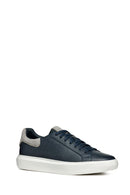Geox Men's Navy Blue Deiven Lace-Up Leather Casual Sneaker | Derimod Geox Men's Navy Blue Deiven Lace-Up Leather Casual Sneaker | Derimod