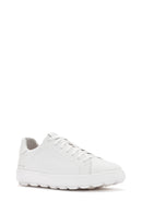 Geox Men's White Spherica Ecub Lace-Up Leather Sneaker | Derimod Geox Men's White Spherica Ecub Lace-Up Leather Sneaker | Derimod