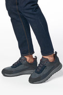 Geox Erkek Lacivert Bağcıklı Deri Sneaker | Derimod Geox Erkek Lacivert Bağcıklı Deri Sneaker | Derimod