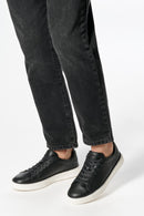 Geox Men's Black Zackerty Lace-Up Leather Sneakers | Derimod Geox Men's Black Zackerty Lace-Up Leather Sneakers | Derimod