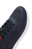 Geox Men Navy Blue Thick-Soled Lace-Up Fabric Sneaker | Derimod Geox Men Navy Blue Thick-Soled Lace-Up Fabric Sneaker | Derimod