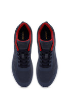 Geox Men Navy Blue Thick-Soled Lace-Up Fabric Sneaker | Derimod Geox Men Navy Blue Thick-Soled Lace-Up Fabric Sneaker | Derimod