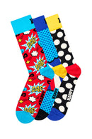 Happy Socks Erkek Çok Renkli Süper Baba Temalı Pamuklu 3’lü Çorap Seti | Derimod Happy Socks Erkek Çok Renkli Süper Baba Temalı Pamuklu 3’lü Çorap Seti | Derimod