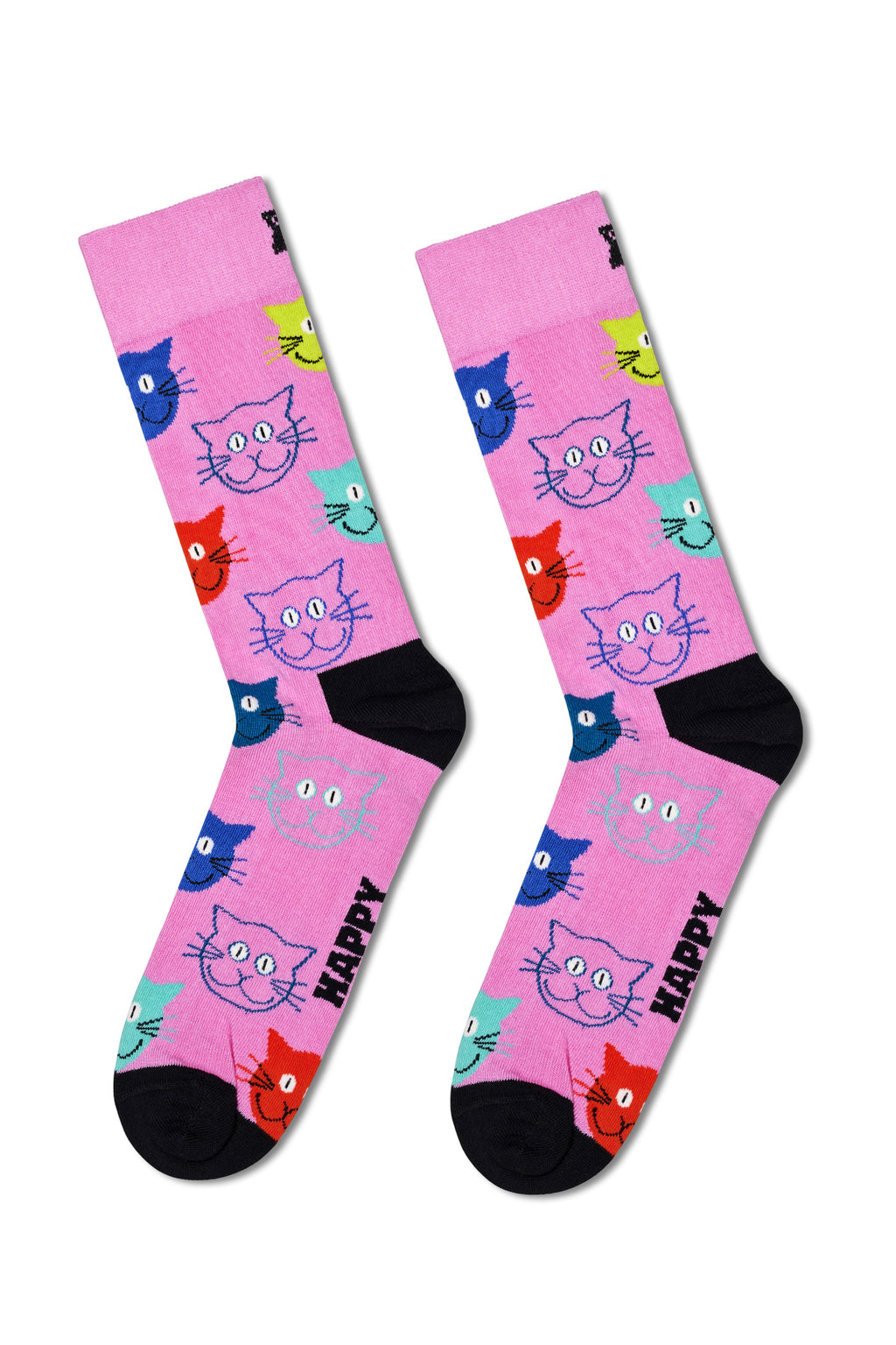 Happy Socks Kadın Çok Renkli Kedi Desenli Pamuklu 3’lü Çorap Seti