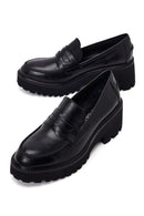 Kadın Siyah Kalın Topuklu Deri Maskülen Loafer | Derimod Kadın Siyah Kalın Topuklu Deri Maskülen Loafer | Derimod