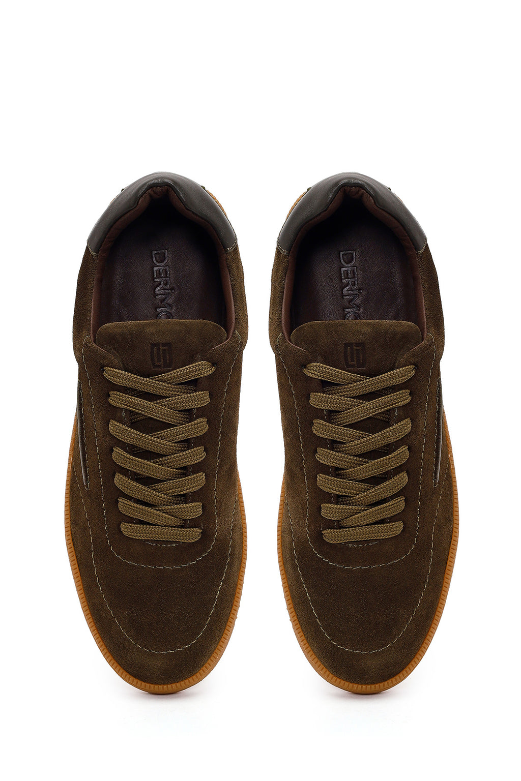 Erkek Haki Bağcıklı Süet Deri Sneaker