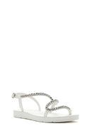 Women's White Stone Sandals | Derimod Women's White Stone Sandals | Derimod