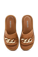 Women's Tan Leather Comfort Slippers | Derimod Women's Tan Leather Comfort Slippers | Derimod