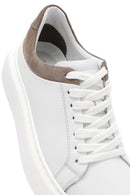 Men's White Lace-up Thick-Sole Leather Sneaker | Derimod Men's White Lace-up Thick-Sole Leather Sneaker | Derimod