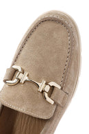 Kadın Bej Toka Detaylı Süet Deri Comfort Loafer | Derimod Kadın Bej Toka Detaylı Süet Deri Comfort Loafer | Derimod