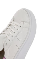 Women's White Lace-up Thick-Sole Leather Sneaker | Derimod Women's White Lace-up Thick-Sole Leather Sneaker | Derimod