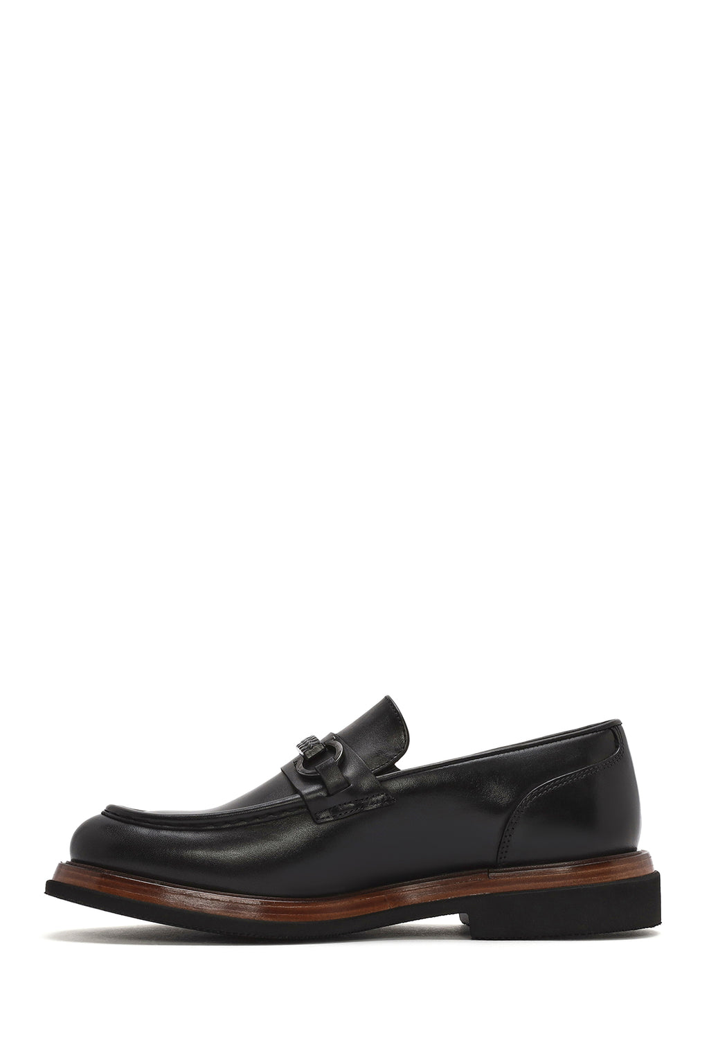 Erkek Siyah Tokalı Deri Casual Loafer