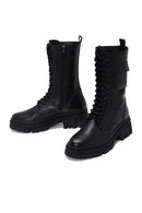 Women's Black Thick Soled Leather Boots | Derimod Women's Black Thick Soled Leather Boots | Derimod