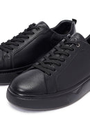 Erkek Siyah Bağcıklı Kalın Tabanlı Deri Sneaker | Derimod Erkek Siyah Bağcıklı Kalın Tabanlı Deri Sneaker | Derimod