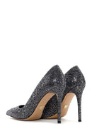 Women's Anthracite Leather Thin High Heel Stiletto | Derimod Women's Anthracite Leather Thin High Heel Stiletto | Derimod