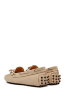 Women's Beige Bow Leather Loafer | Derimod Women's Beige Bow Leather Loafer | Derimod