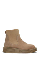 Women's Mink Suede Leather Thick Soled Chelsea Boots | Derimod Women's Mink Suede Leather Thick Soled Chelsea Boots | Derimod