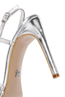 Women's Silver Ankle Strap Thin Heel Sandals | Derimod Women's Silver Ankle Strap Thin Heel Sandals | Derimod