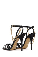 Woman Black Ankle-Strap Buckled High Thin-Heel Sandal | Derimod Woman Black Ankle-Strap Buckled High Thin-Heel Sandal | Derimod