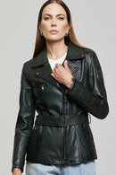 Mayfair Women's Black Leather Jacket | Derimod Mayfair Women's Black Leather Jacket | Derimod