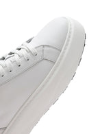 Men's White Lace-up Thick-Sole Leather Sneaker | Derimod Men's White Lace-up Thick-Sole Leather Sneaker | Derimod