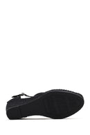 Women's Black Ankle Buckle Wedge Heel Espadrille Sandals | Derimod Women's Black Ankle Buckle Wedge Heel Espadrille Sandals | Derimod