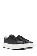Men's Black Lace-up Thick-Sole Leather Sneaker | Derimod Men's Black Lace-up Thick-Sole Leather Sneaker | Derimod