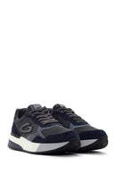 Alberto Guardiani Men's Navy Blue Gray Winner Thick Soled Leather Sneaker | Derimod Alberto Guardiani Men's Navy Blue Gray Winner Thick Soled Leather Sneaker | Derimod